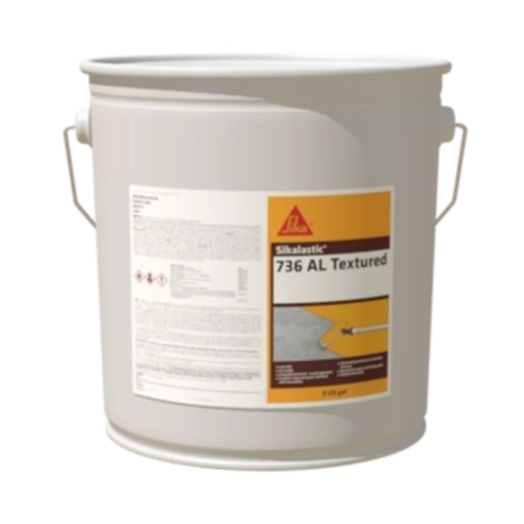 Sikalastic 736 AL Textured Low VOC, Elastomeric Polyurethane Pre-textured Top Coat, Charcoal, 5 Gallon Pail